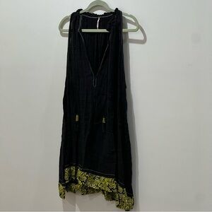 Free People Black and Yellow Textured Top